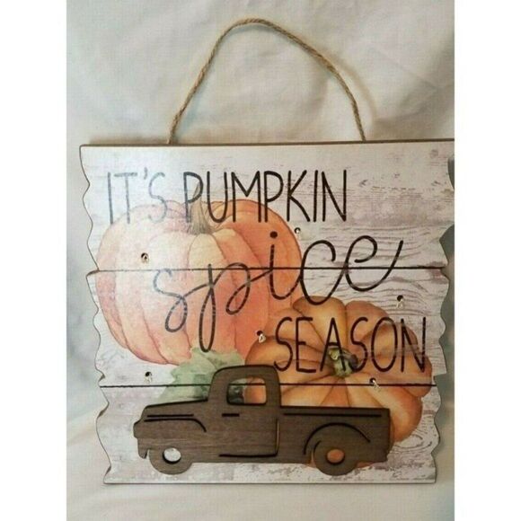 Fall Thanksgiving Pumpkin Spice Season Truck Hanging Sign w/LED Lights - Picture 6 of 11